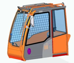 progetto cabina gru mobile con porta scorrevole